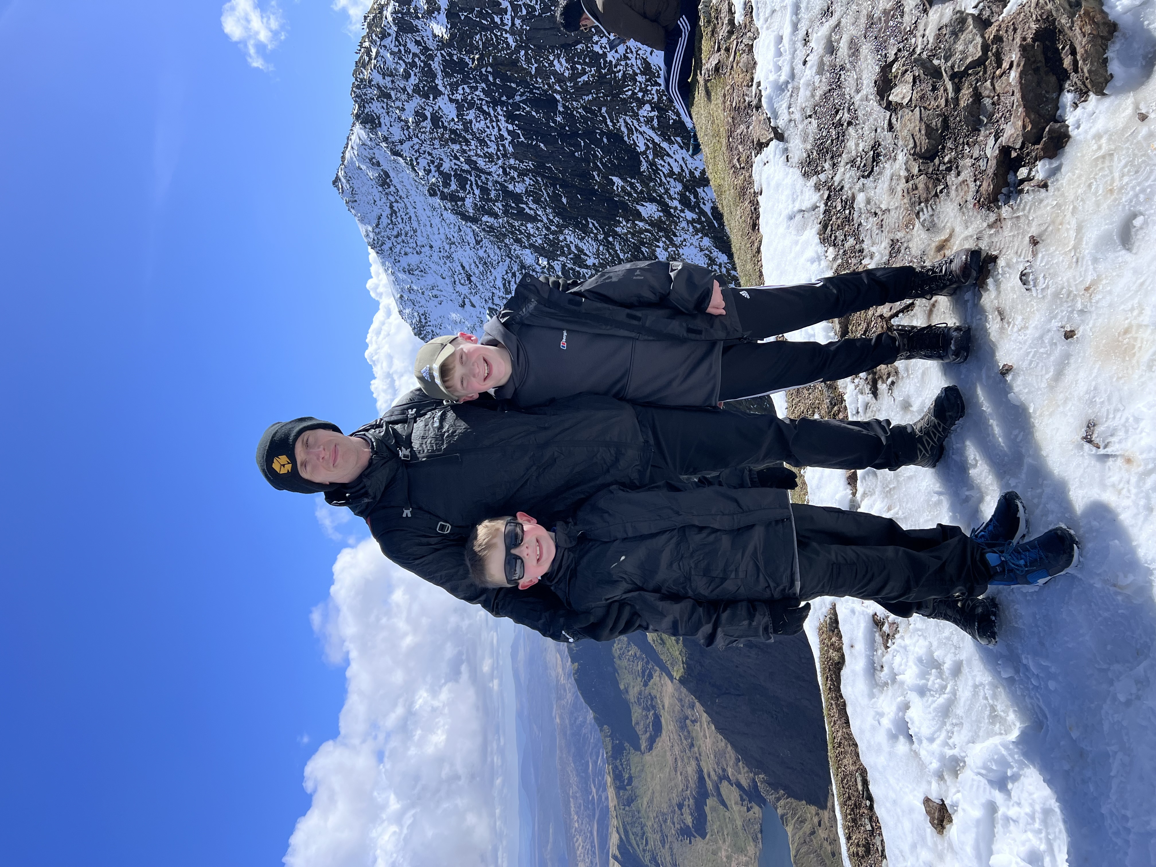 Sam with Jack and Billy on Snowdon