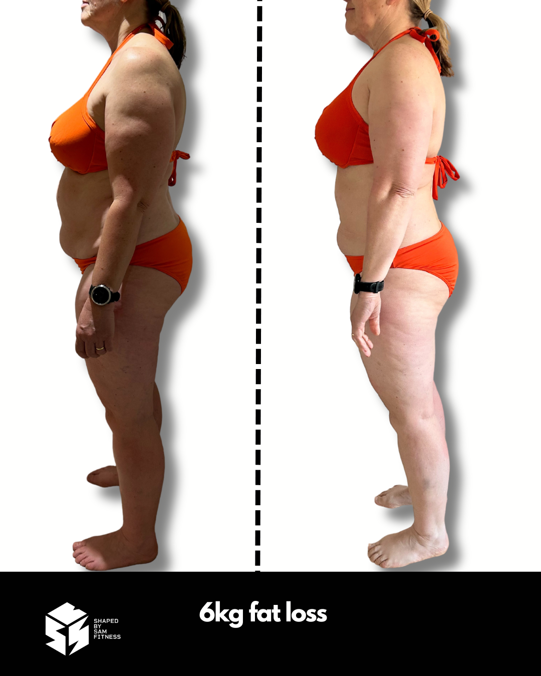 Client transformation — 6kg fat loss