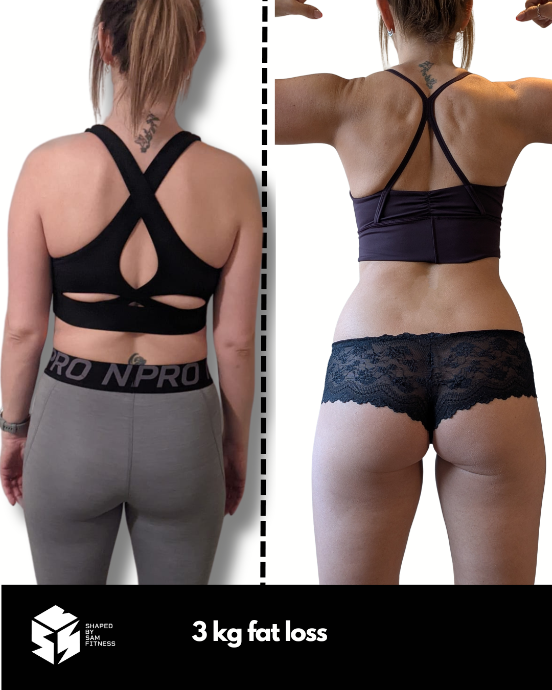 Client transformation — 3kg fat loss