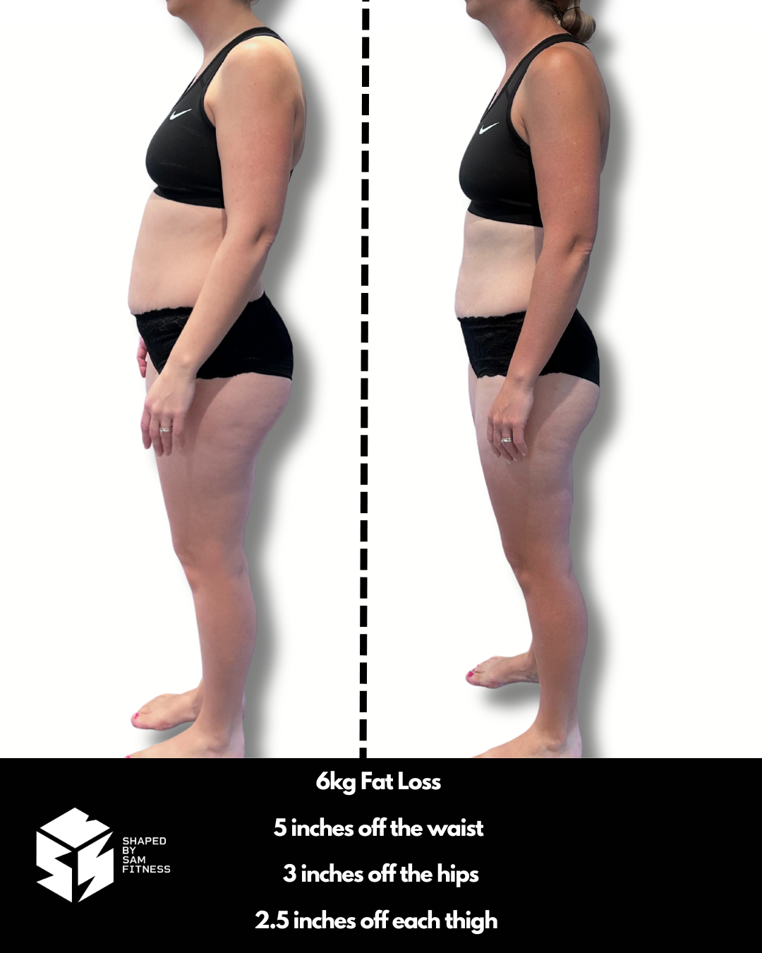 Client transformation — 6kg fat loss